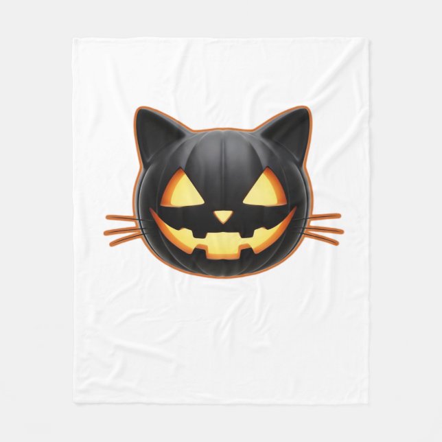 Black Cat Jack o'Lantern Emoji Classic T - Shirt Fleecedecke (Vorderseite)