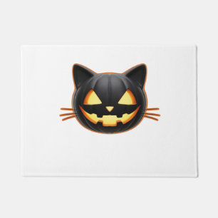 Black Cat Jack o'Lantern Emoji Classic T - Shirt Fußmatte