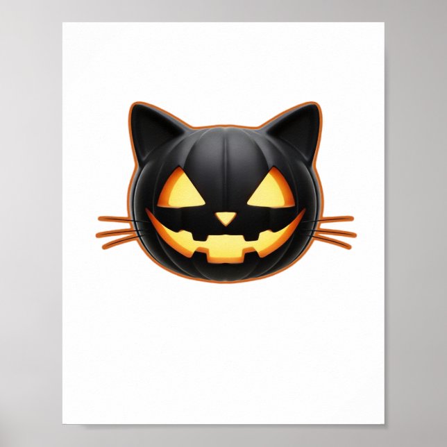 Black Cat Jack o'Lantern Emoji Classic T - Shirt Poster (Vorne)