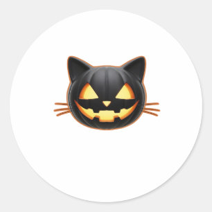 Black Cat Jack o'Lantern Emoji Classic T - Shirt Runder Aufkleber