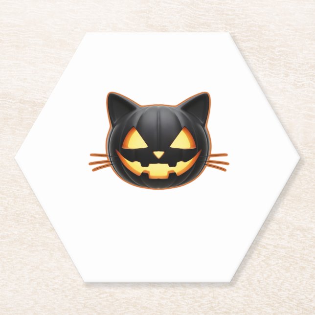 Black Cat Jack o'Lantern Emoji Classic T - Shirt Untersetzer (Vorderseite)