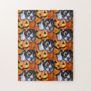Black Cat & Jack O'Lantern Halloween Jigsaw Puzzle