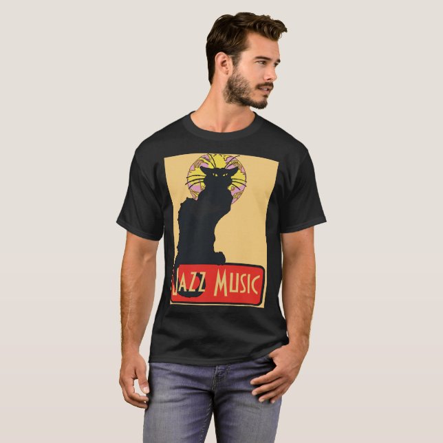 Black Cat, Jazzmusik T-Shirt (Vorne ganz)