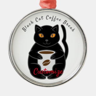 Black Cat Kaffee Break Thunder_Cove Ornament Aus Metall
