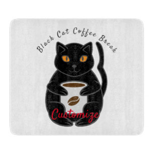 Black Cat Kaffee Break Thunder_Cove Schneidebrett