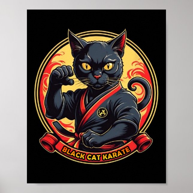 Black Cat Karate für Männer Frauen Kinder Poster (Vorne)