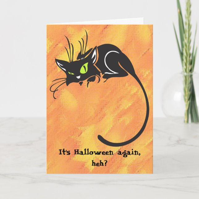 Black Cat Kids Halloween Card Karte (Vorderseite)