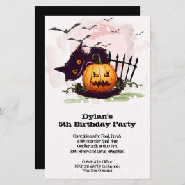 Black Cat Kids Halloween Geburtstagslädt ein