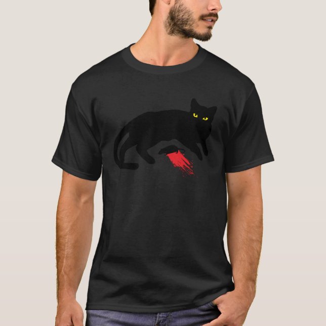 Black Cat Killer Instinkte Tote Maus Punk Goth T-Shirt (Vorderseite)