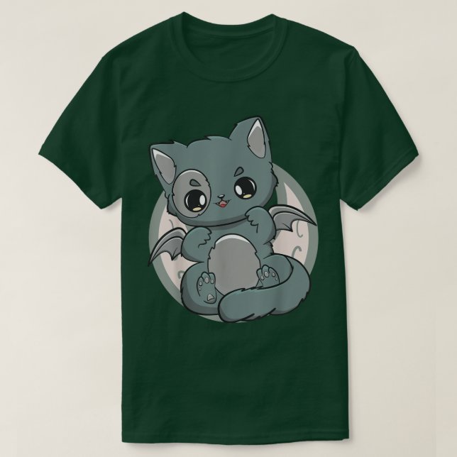 Black Cat Kitten Niedlich Chibi Anime Neko Pastel  T-Shirt (Design vorne)