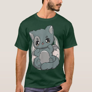 Black Cat Kitten Niedlich Chibi Anime Neko Pastel T-Shirt