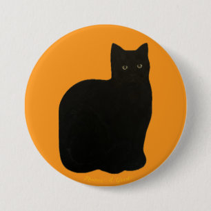 Black Cat Kitten Pet Rescue Noir Maureen Girard Button