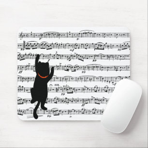Black Cat Klettern mit Musik Mousepad