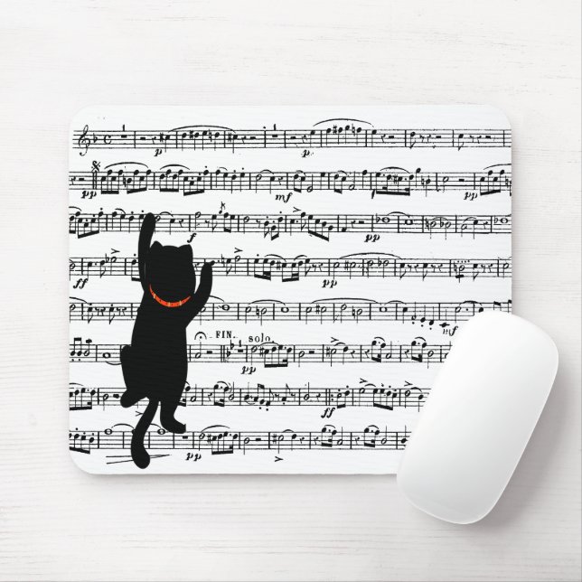 Black Cat Klettern mit Musik Mousepad (Mit Mouse)