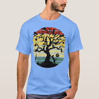 Black Cat Kostüm Vintages Beängstigendes Halloween T-Shirt