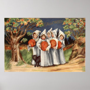 Black Cat Kürbislaterne Pumpkin Ghost Poster