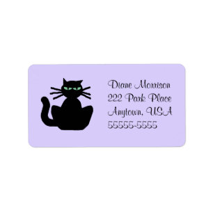 Black Cat Lavender Large Envelope Rücksendeadresse Adressaufkleber