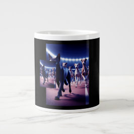Black Cat Leading Pack of Hunde at Dog Track Jumbo-Tasse