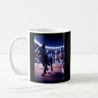 Black Cat Leading Pack of Hunde at Dog Track Kaffeetasse