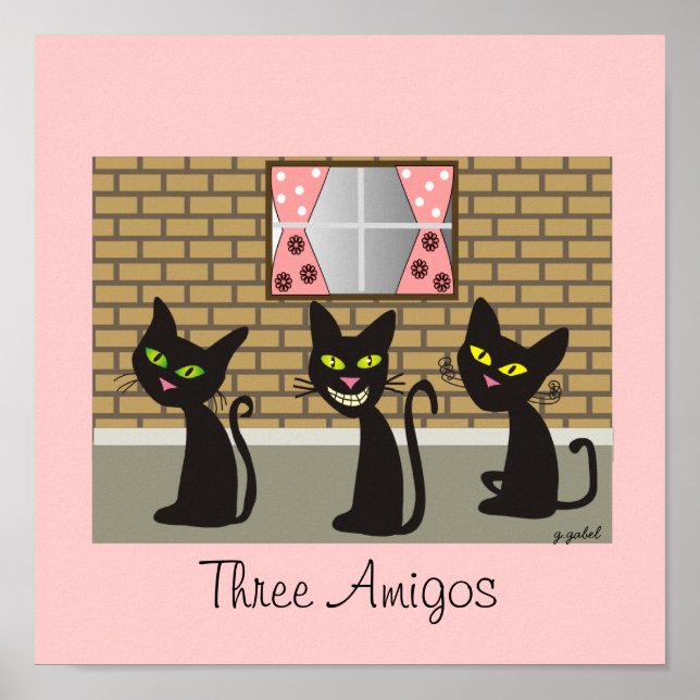 Black Cat Leinwand Art "Three Amigos" Poster (Vorne)