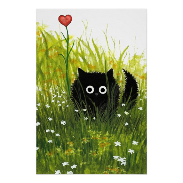 Black Cat Liebe Poster von Bihrle (Vorderseite)