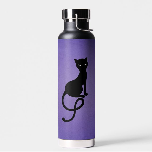 Black Cat Lila Elegant Evil Kitty Trinkflasche (Links)