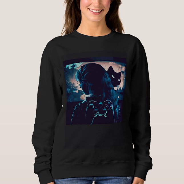 Black Cat Love Video Games Sweatshirt (Vorderseite)