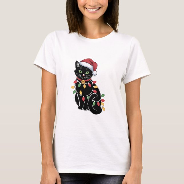Black Cat Lover Christmas Kitten Geschenk Katze Ma T-Shirt (Vorderseite)
