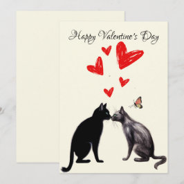 Black Cat Lover Heart Valentinstag Dankeskarte