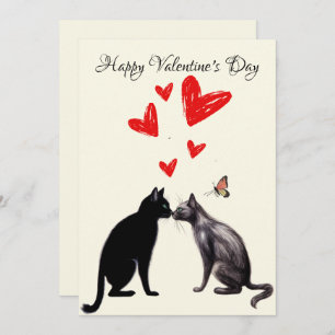 Black Cat Lover Heart Valentinstag Dankeskarte