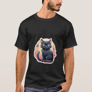 Black Cat Lover mit Blue Eyes Funny Black Cat Kit T-Shirt