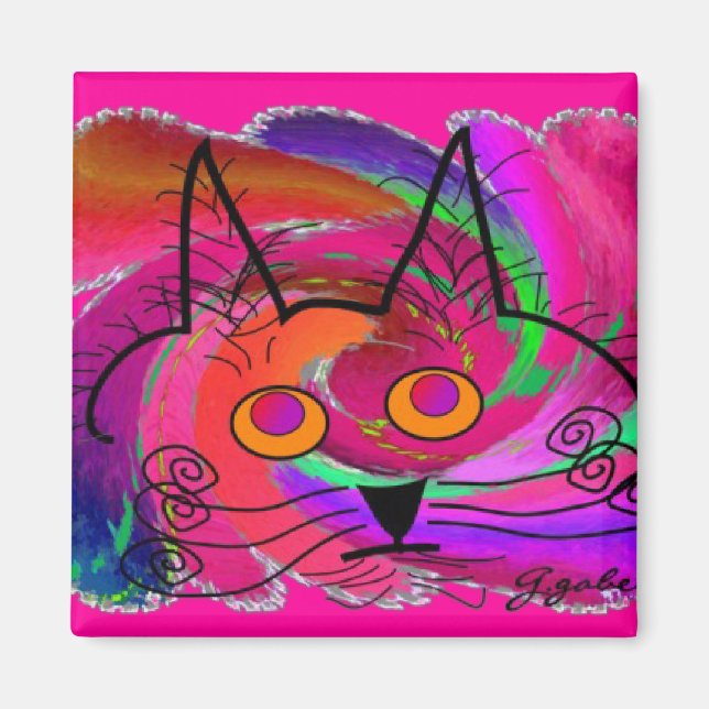 Black Cat Lovers Kunstwerke Magnet (Vorne)