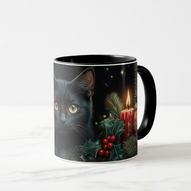 Black Cat Lovers Weihnachten Tasse für Familie und (VorderseiteRechts)