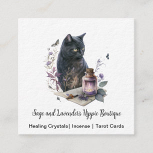 Black Cat Magick Square Business Card Quadratische Visitenkarte