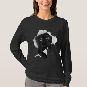 Black Cat Mama Vater Black Cat Torn Väter Mütter D T-Shirt