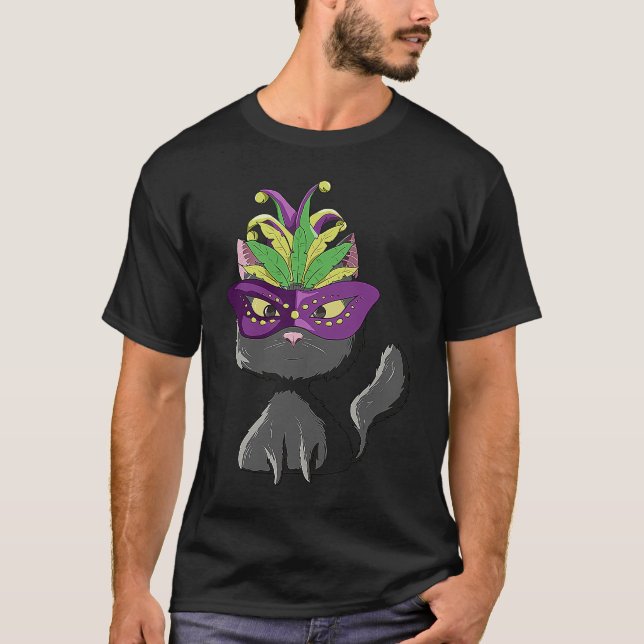 Black Cat Mardi Gras T-Shirt (Vorderseite)
