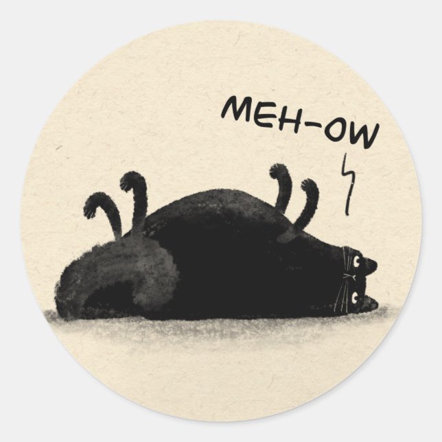 Black Cat Meh-ow Runder Aufkleber (Vorderseite)