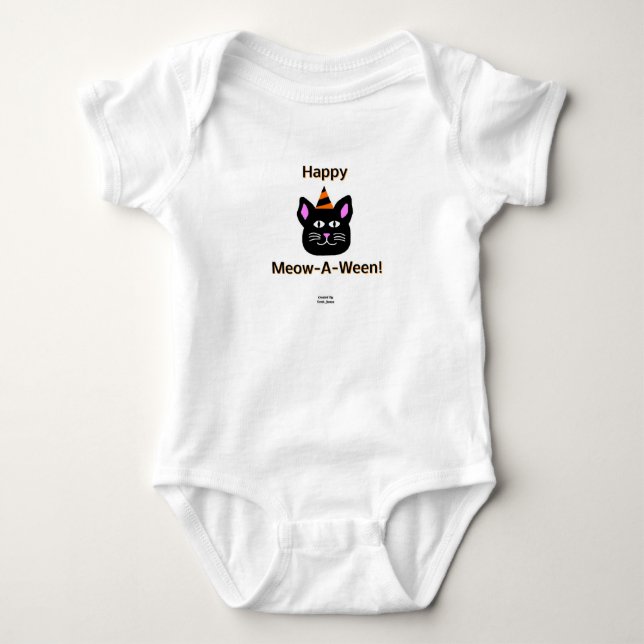 Black Cat Meow-A Ween Baby Jersey Bodysuit Strampler (Vorderseite)