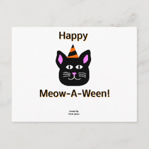Black Cat Meow-A-Ween-Postkarte Postkarte