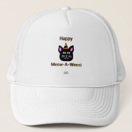 Black Cat Meow-A-Ween Trucker Hat Truckerkappe