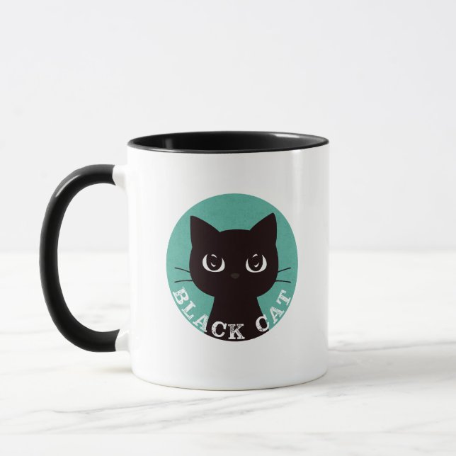 BLACK CAT | Minimalist Modern Pop Black Cat Tasse (Links)