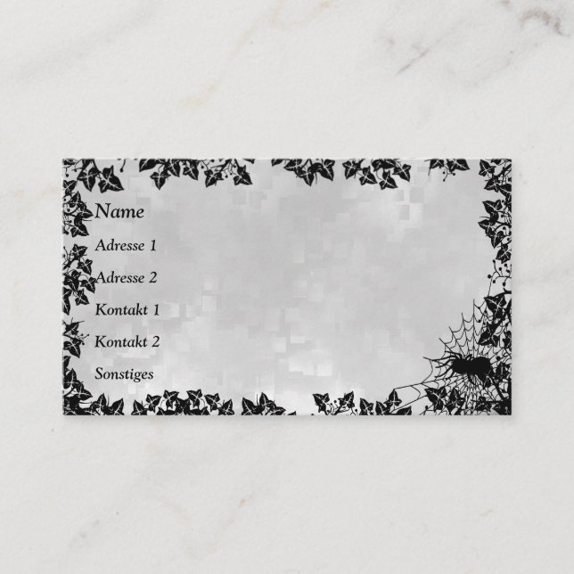 Black Cat mit Bat and Spider Business Card Visitenkarte (Vorderseite)