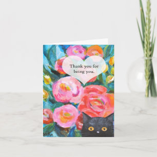 Black Cat mit Blume Danke, dass du bist Karte