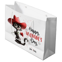 Black Cat mit Cowboy Hat Happy Valentines Day Große Geschenktüte