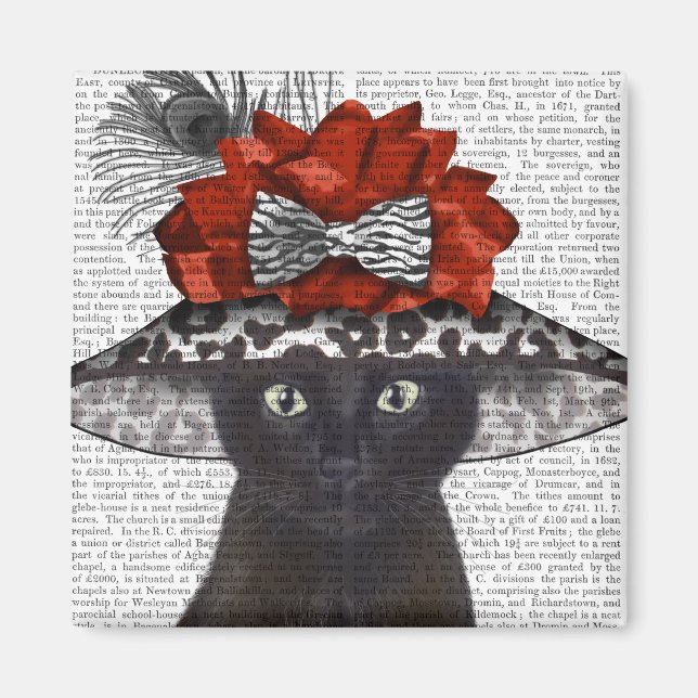 Black Cat mit Fabulous Hat Magnet (Vorne)
