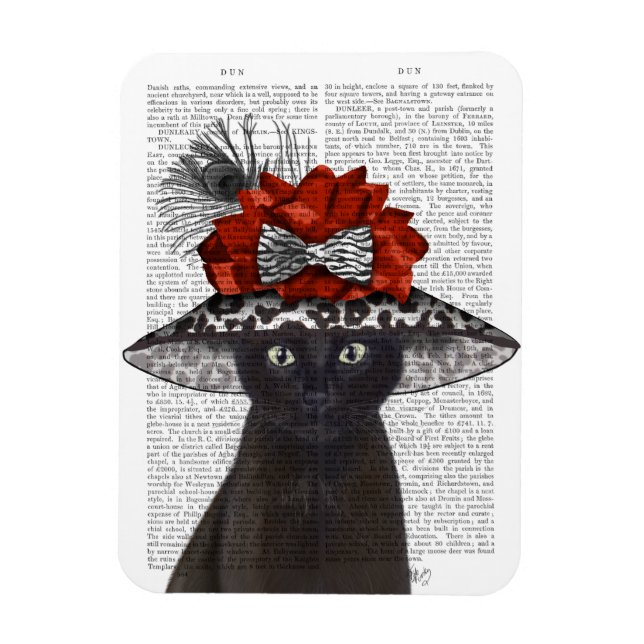 Black Cat mit Fabulous Hat Magnet (Vertikal)