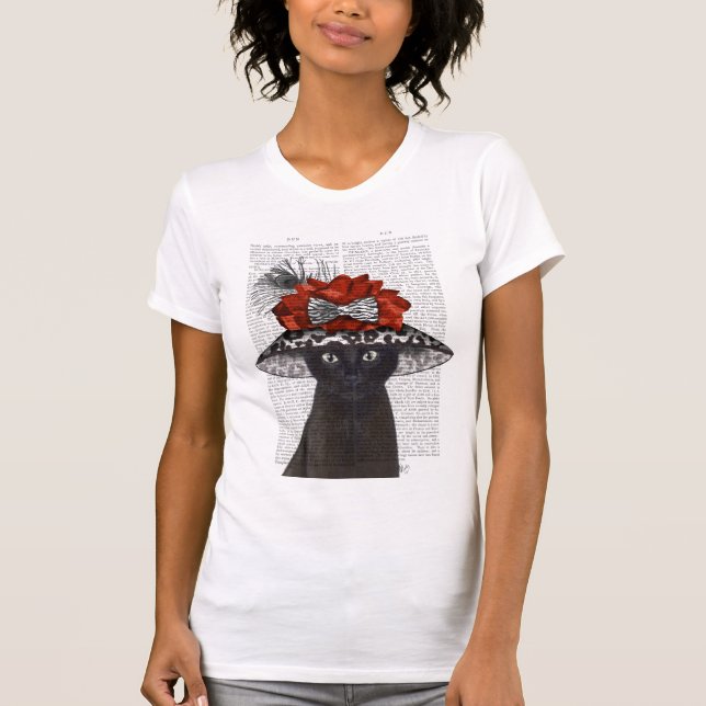 Black Cat mit Fabulous Hat T-Shirt (Vorderseite)