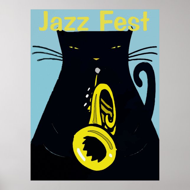 Black Cat mit Trumpet, Jazz Poster (Vorne)