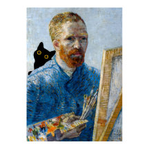 Black Cat mit Van Gogh Portrait