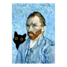 Black Cat mit Van Gogh Portrait